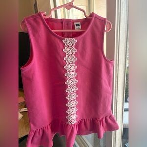 Janie and Jack Pink Shirt with White Embroidery